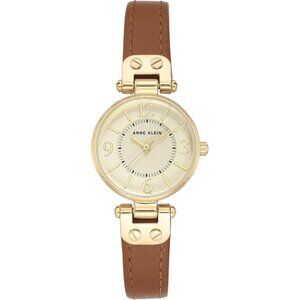✨ Anne Klein Strap Watch Women Brown Leather Mineral Crystal buckle Watch